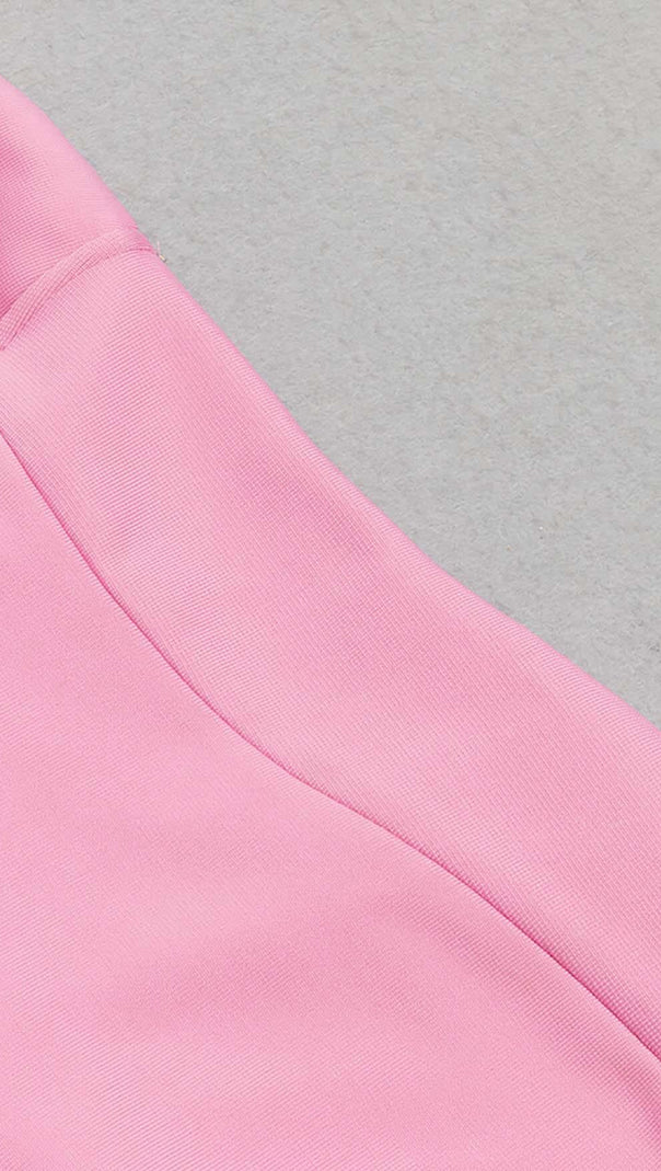 AIIZIE V-NECK CRYSTAL STRAP MINI DRESS IN PINK - product image