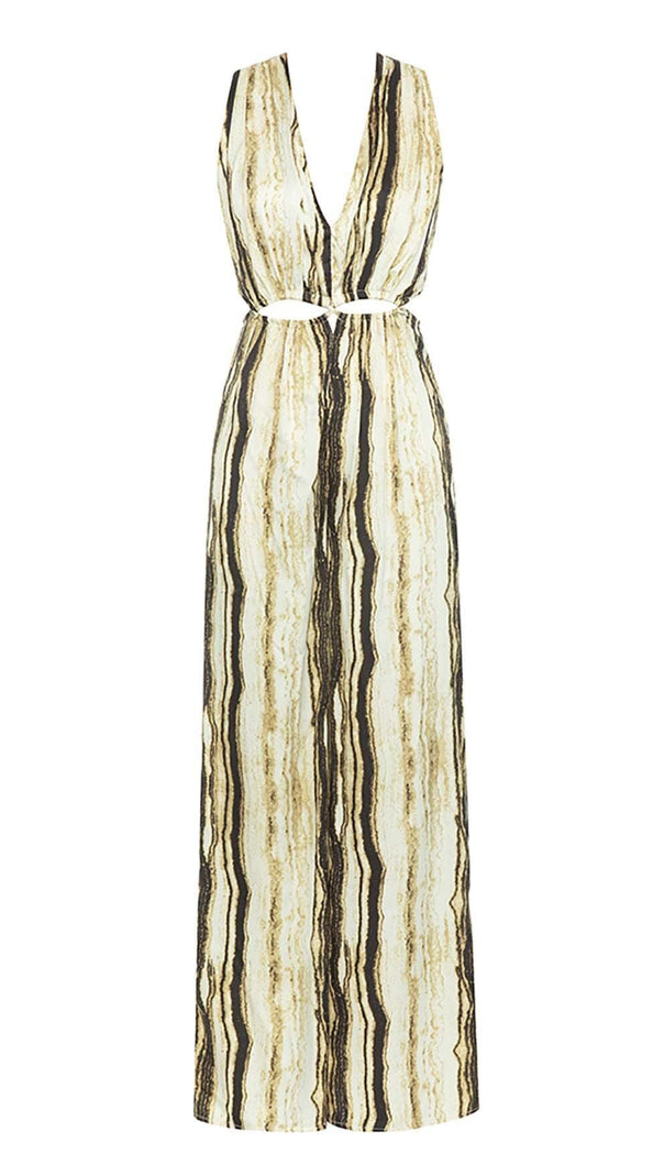 AIIZIE V-NECK SLEEVELESS STRIPE JUNPSUIT - product image