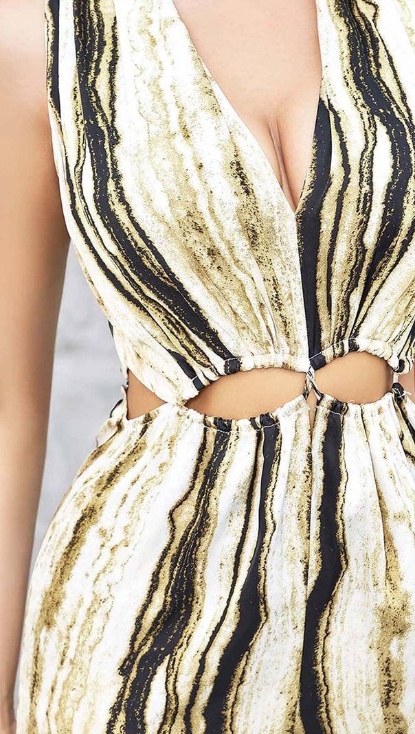 AIIZIE V-NECK SLEEVELESS STRIPE JUNPSUIT - product image