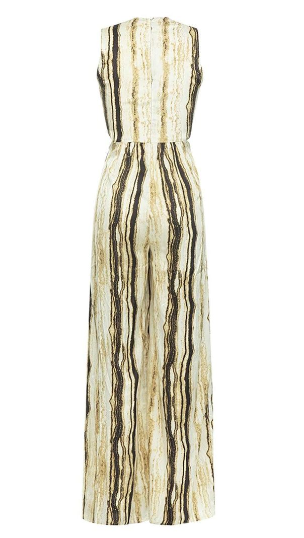 AIIZIE V-NECK SLEEVELESS STRIPE JUNPSUIT - product image
