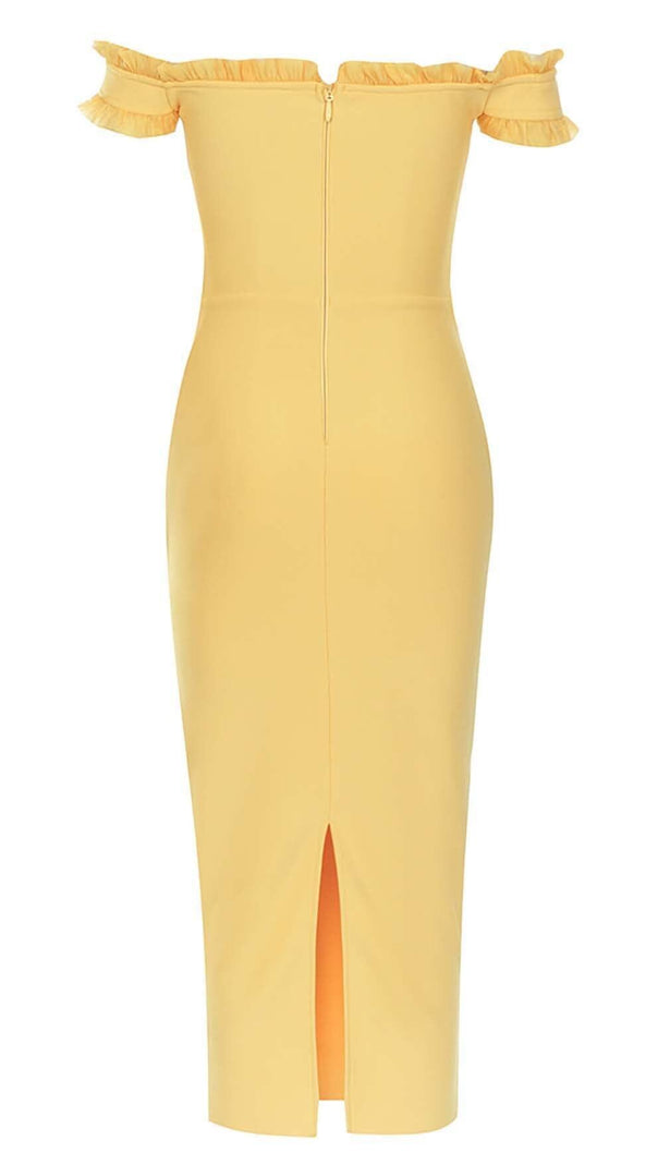 AIIZIE BANDEAU BANDAGE MIDI DRESS IN YELLOW - product image