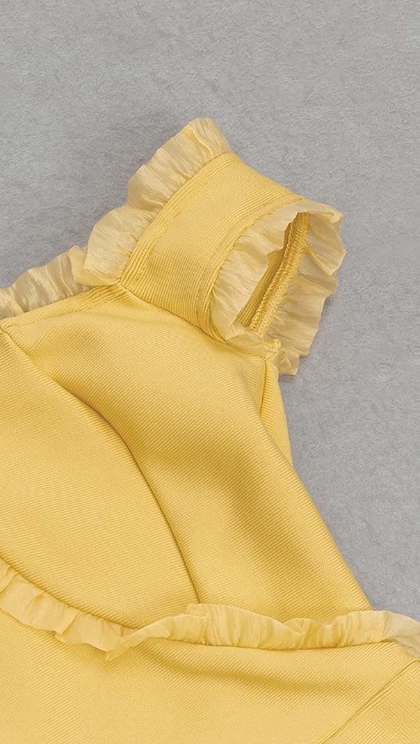 AIIZIE BANDEAU BANDAGE MIDI DRESS IN YELLOW - product image
