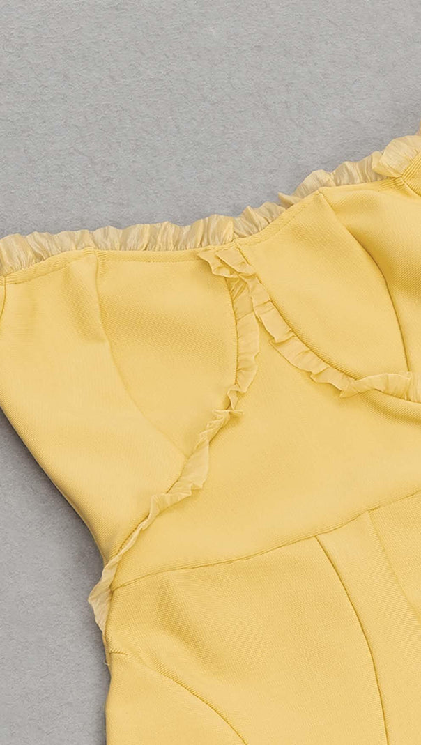 AIIZIE BANDEAU BANDAGE MIDI DRESS IN YELLOW - product image