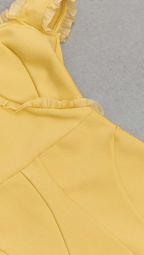 AIIZIE BANDEAU BANDAGE MIDI DRESS IN YELLOW - product image