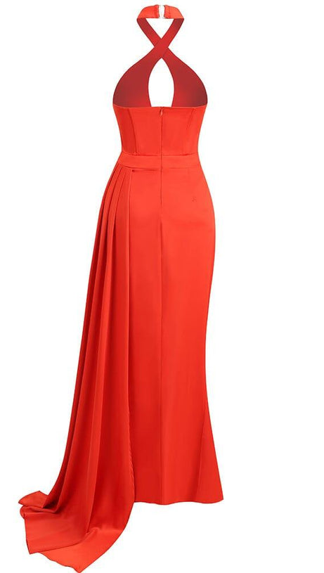 SLEEVELESS THIGH SLIT MAXI DRESS IN RED