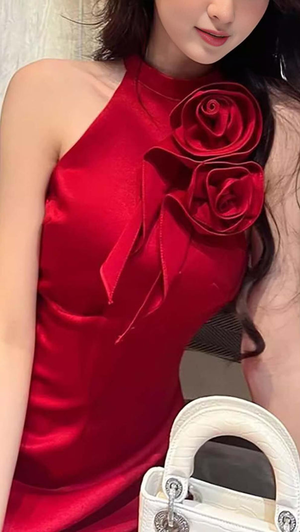 AIIZIE BOSE EMBELLISHED SLEEVELESS MINI DRESS IN RED - product image