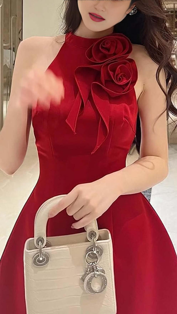 AIIZIE BOSE EMBELLISHED SLEEVELESS MINI DRESS IN RED - product image