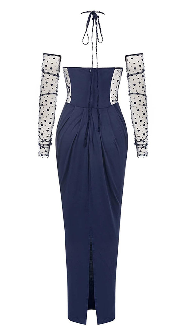 AIIZIE CORSET LACE MAXI DRESS IN NAVY BLUE - product image