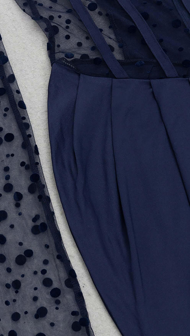 AIIZIE CORSET LACE MAXI DRESS IN NAVY BLUE - product image