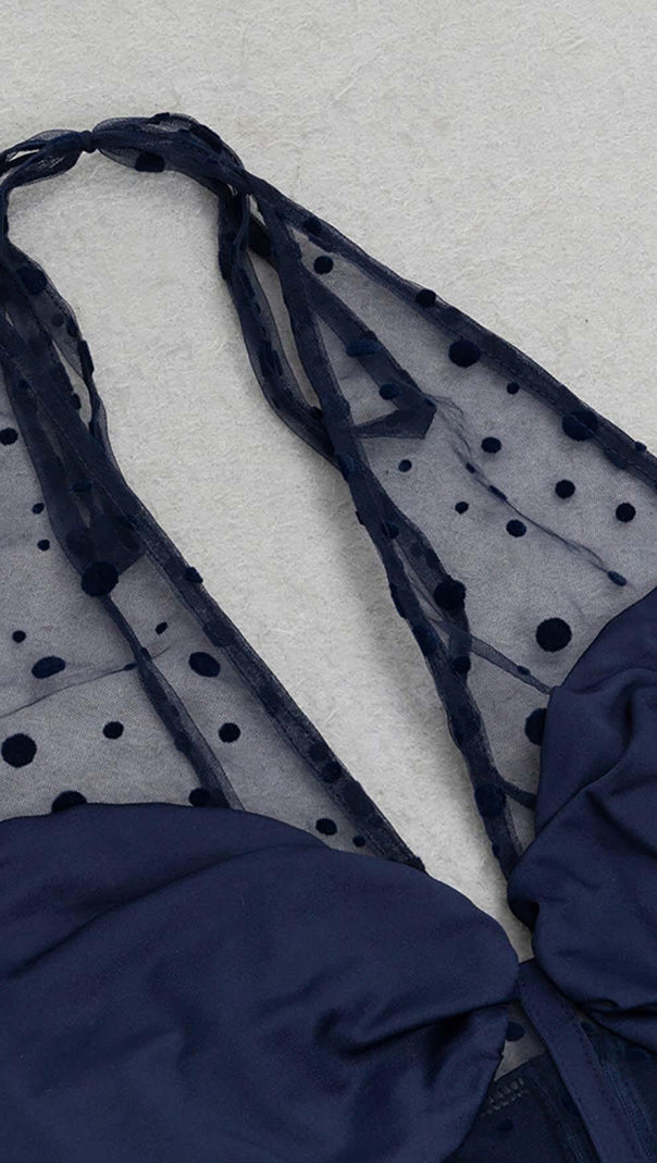 AIIZIE CORSET LACE MAXI DRESS IN NAVY BLUE - product image
