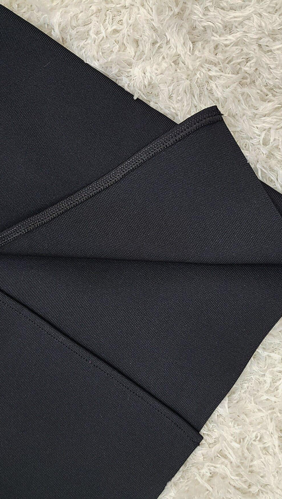 CRYSTAL EMBELLISHED TRIM MIDI DRESS IN BLACK