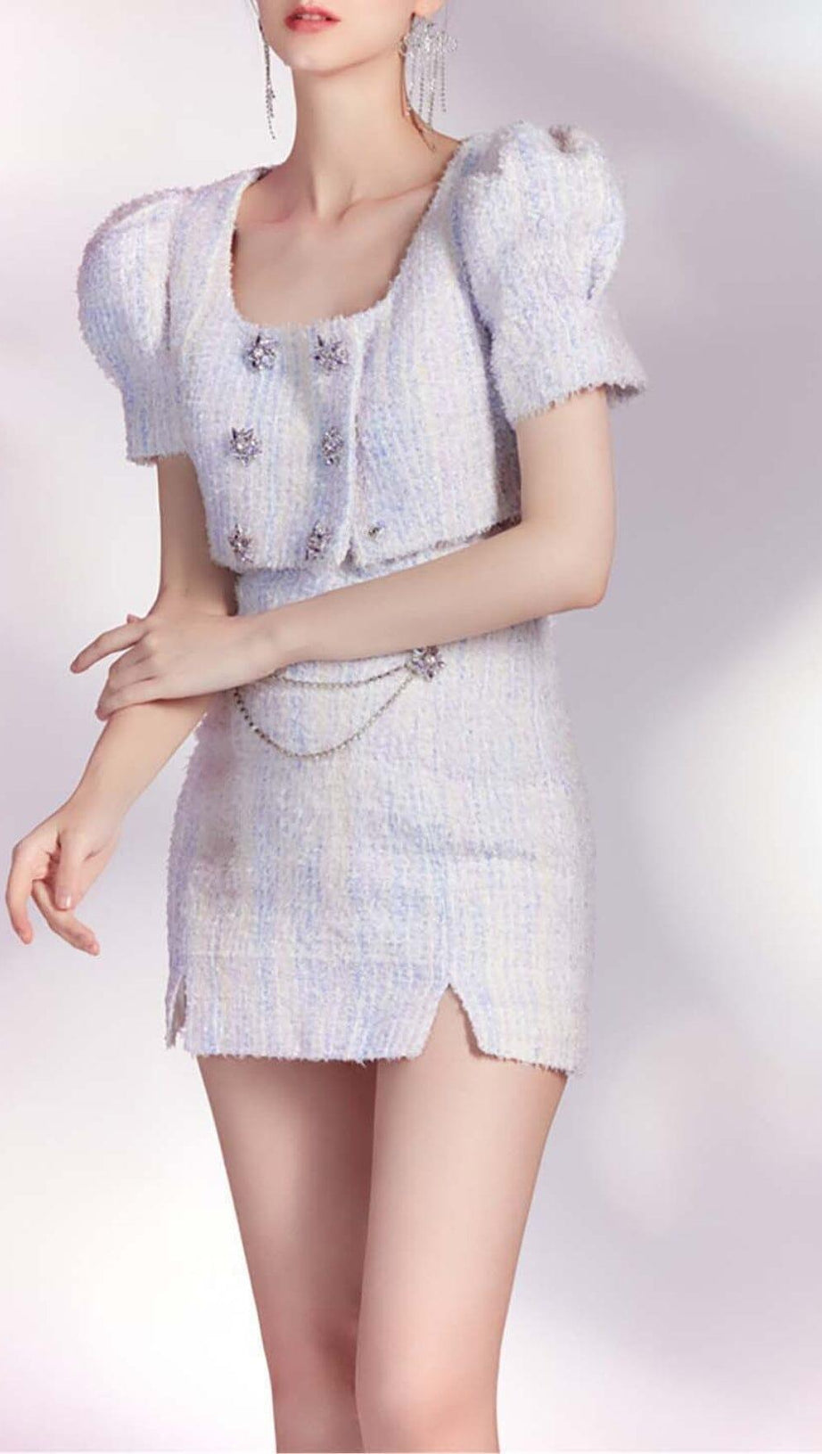 COMPLETO DUE PEZZI LILLA CON CRISTALLI