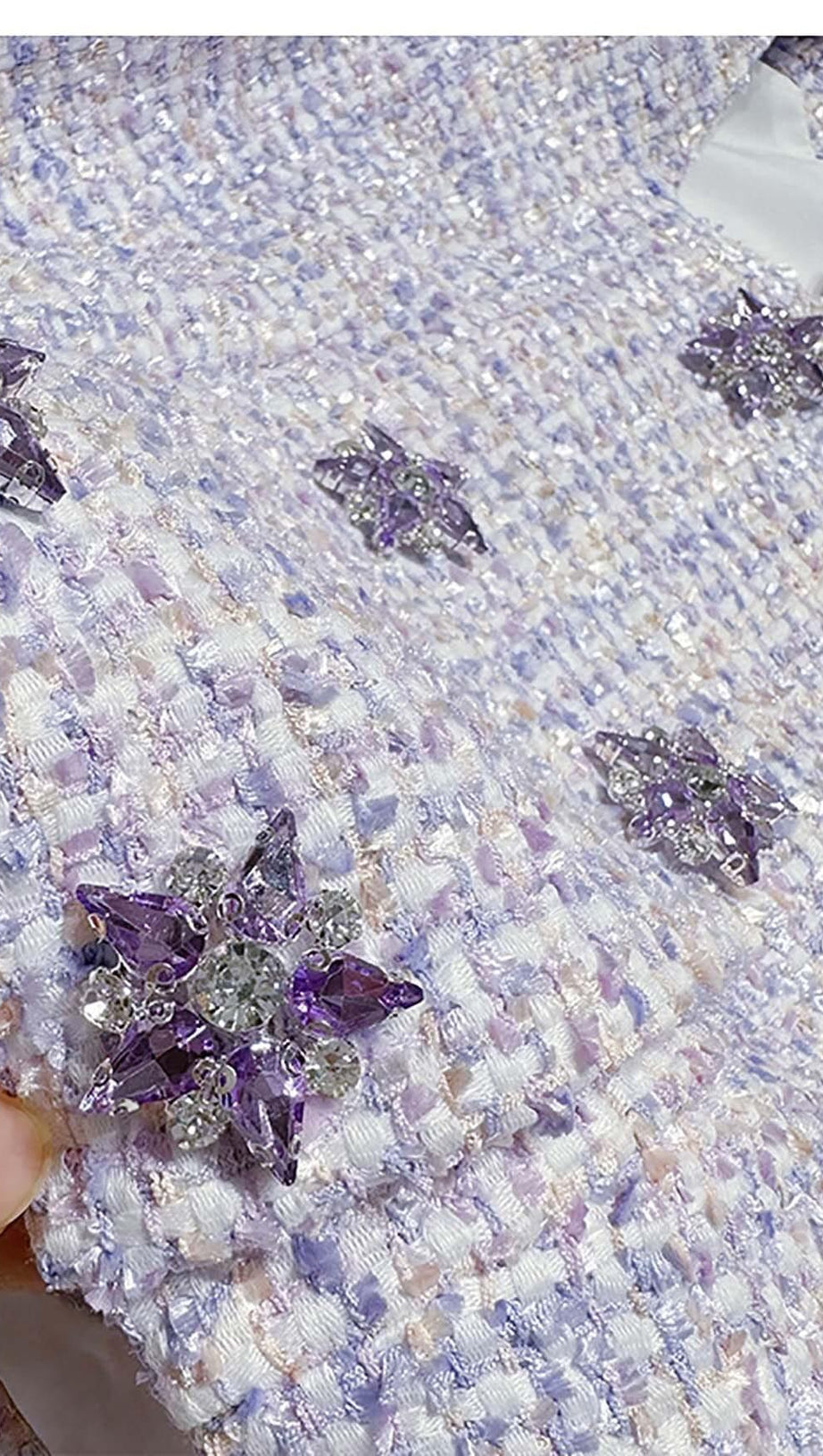 COMPLETO DUE PEZZI LILLA CON CRISTALLI