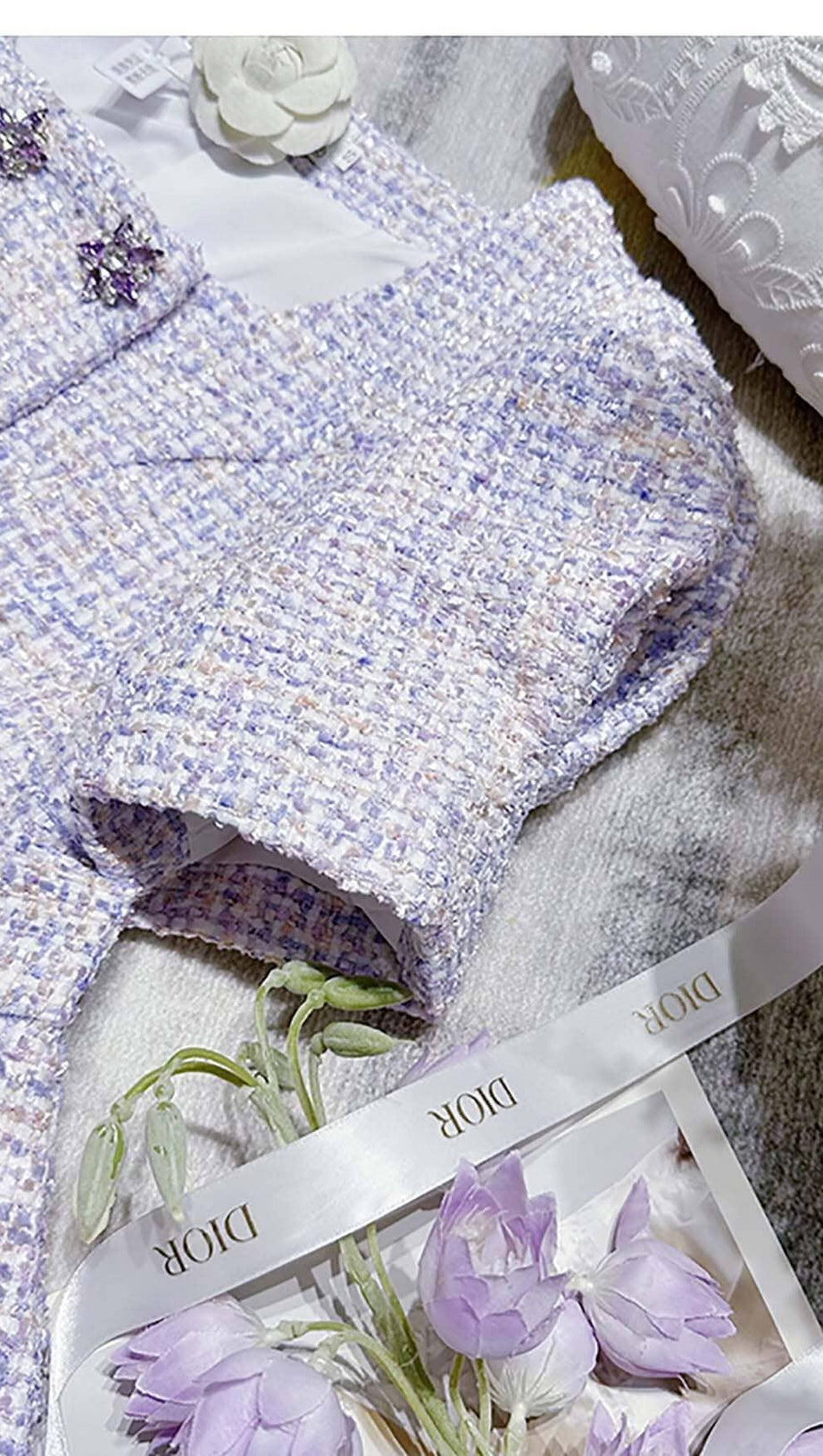 COMPLETO DUE PEZZI LILLA CON CRISTALLI