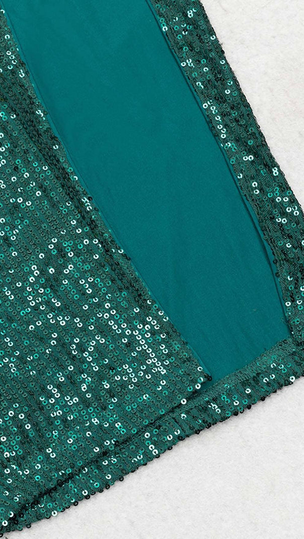AIIZIE CUT OUT SEQUINS MAXI DRESS IN FOREST GREEN - product image