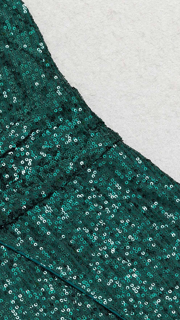 AIIZIE CUT OUT SEQUINS MAXI DRESS IN FOREST GREEN - product image