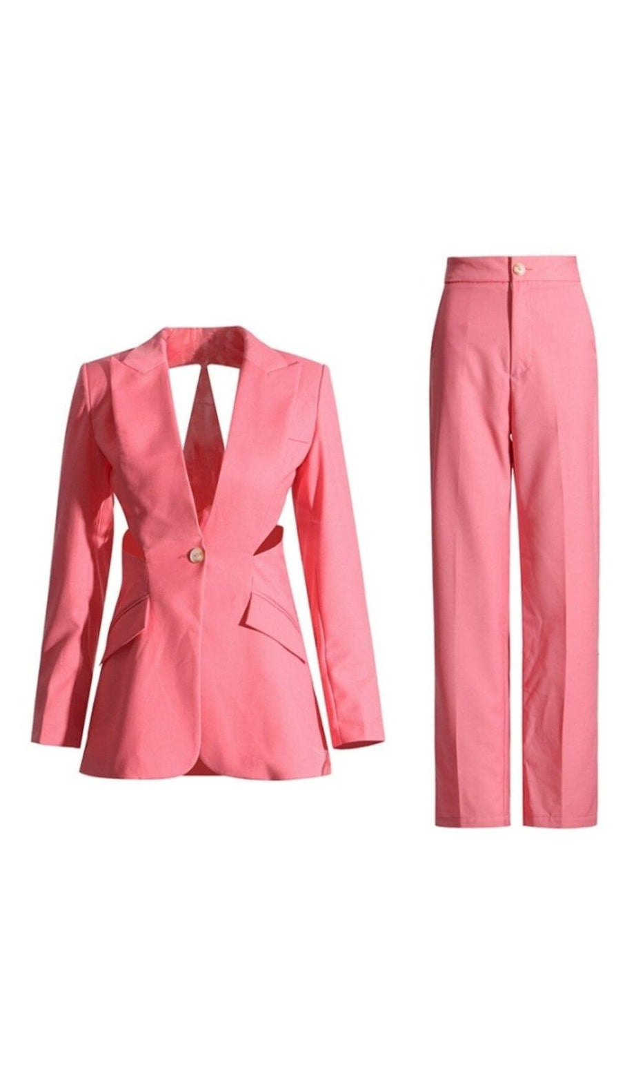 BLAZERANZUG MIT CUTOUTS IN PINK