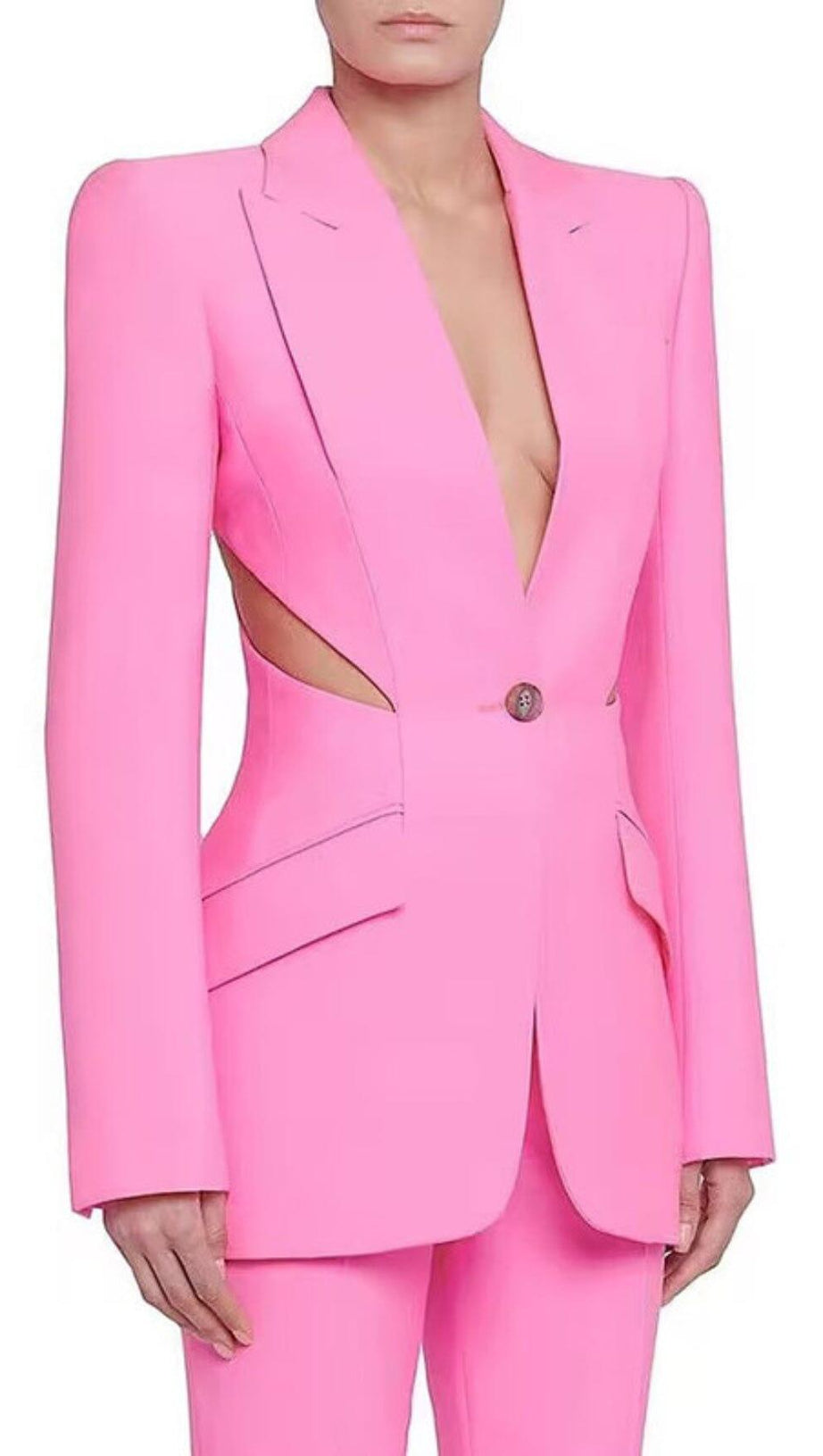 CUTOUT BLAZER SUIT IN PINK