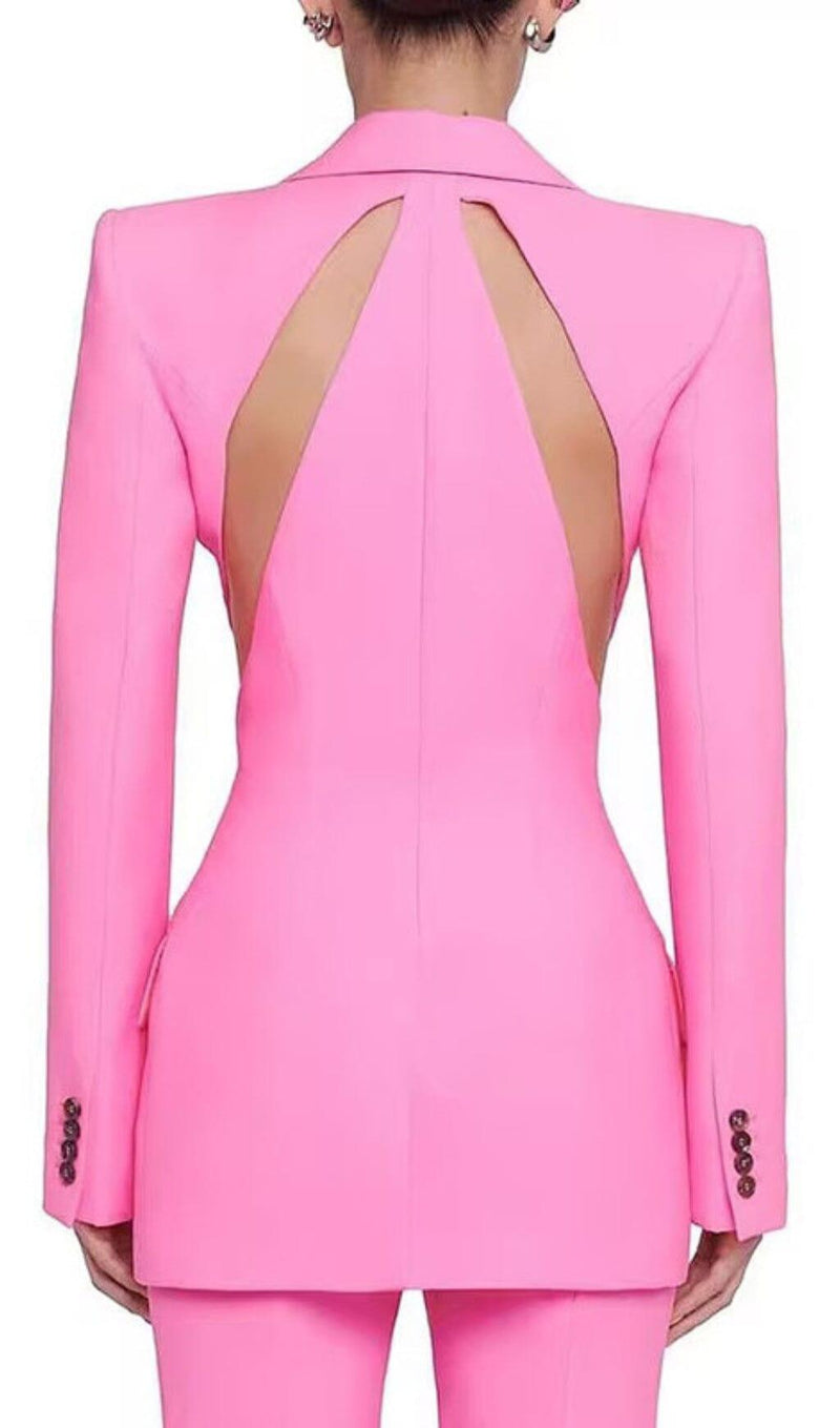 CUTOUT BLAZER SUIT IN PINK