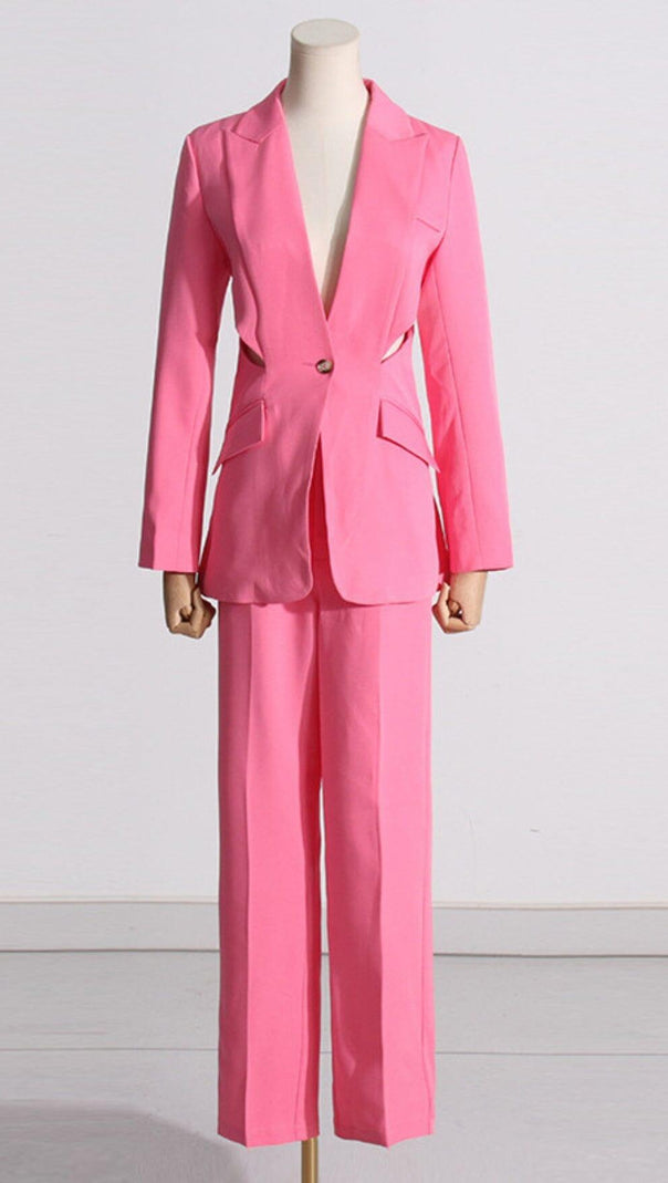 AIIZIE CUTOUT BLAZER SUIT IN PINK - product image