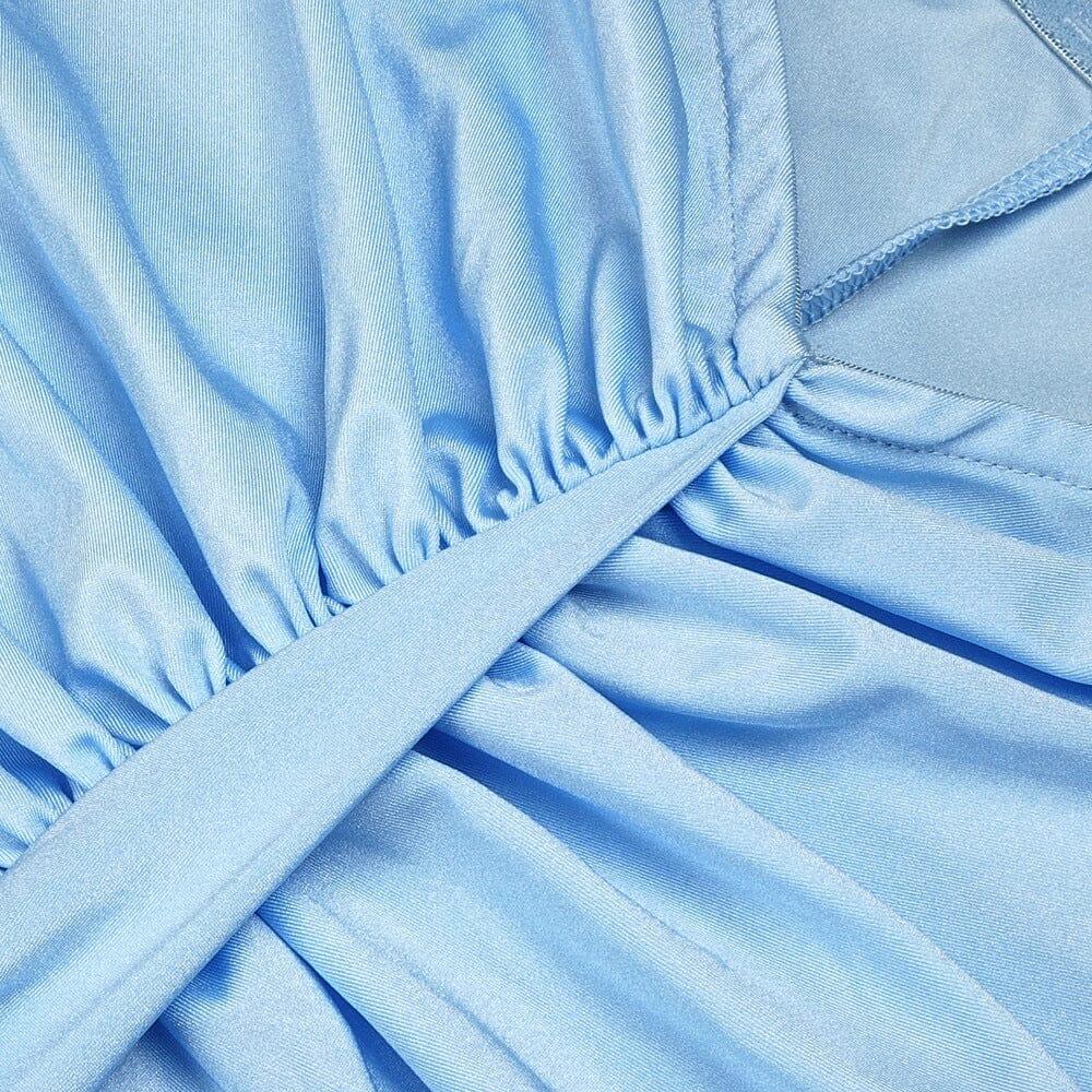 Gerafftes Maxikleid mit tiefer Taille in Blau