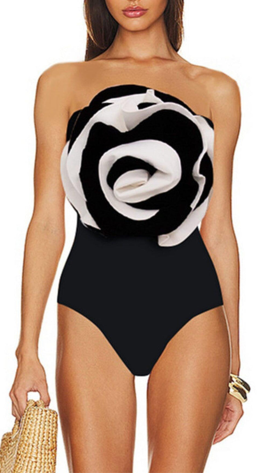 EXAGGERATED 3D FLOWER ONE PIECE SWIMSUIT AND SKIRT