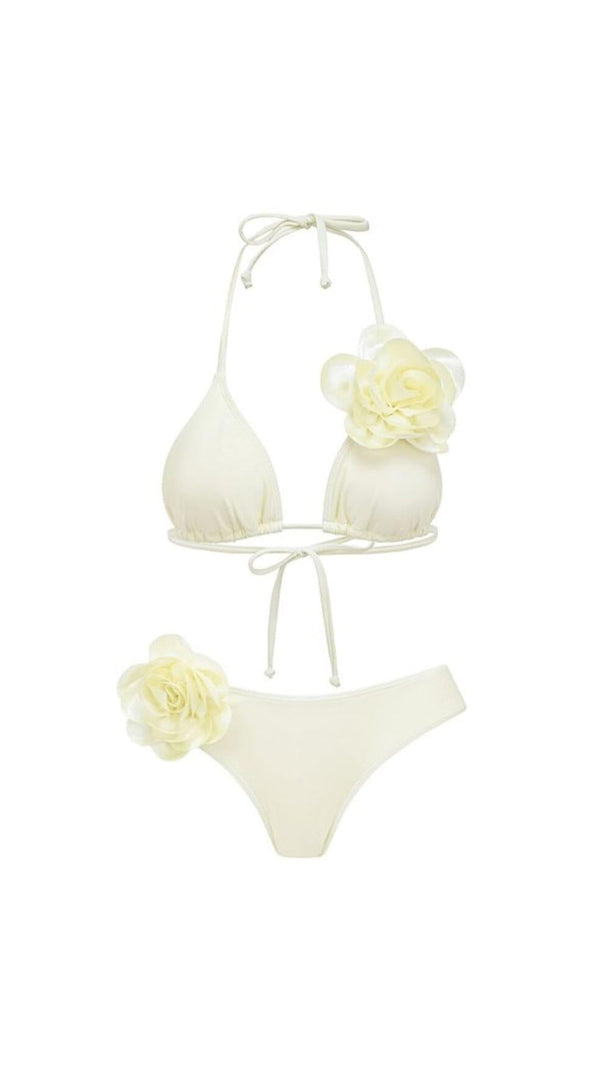 AIIZIE FLOWER BIKINI SUIT IN WHITE - product image