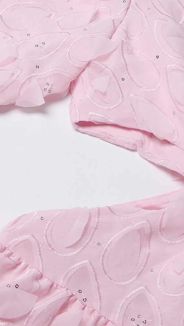 AIIZIE FRILL CUTOUT TRIM MINI DRESS IN PINK - product image