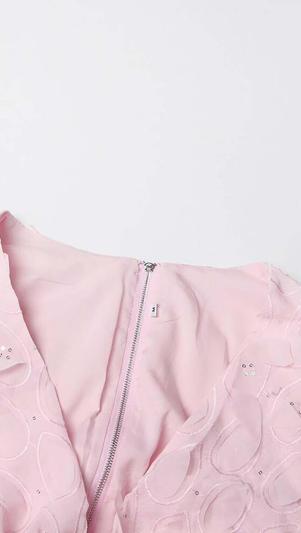 AIIZIE FRILL CUTOUT TRIM MINI DRESS IN PINK - product image
