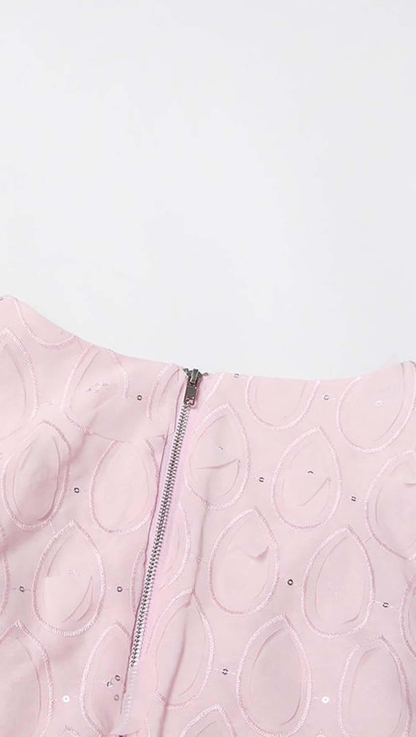 AIIZIE FRILL CUTOUT TRIM MINI DRESS IN PINK - product image