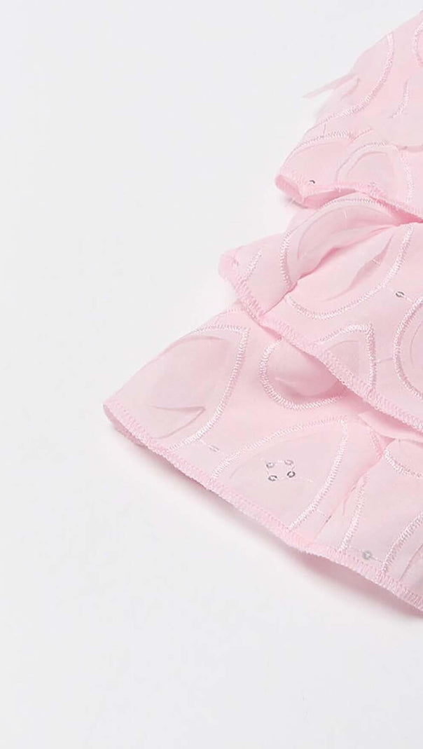 AIIZIE FRILL CUTOUT TRIM MINI DRESS IN PINK - product image