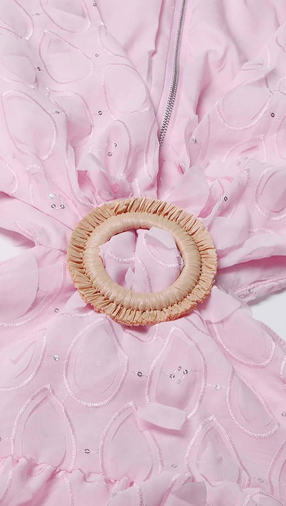 FRILL CUTOUT TRIM MINI DRESS IN PINK