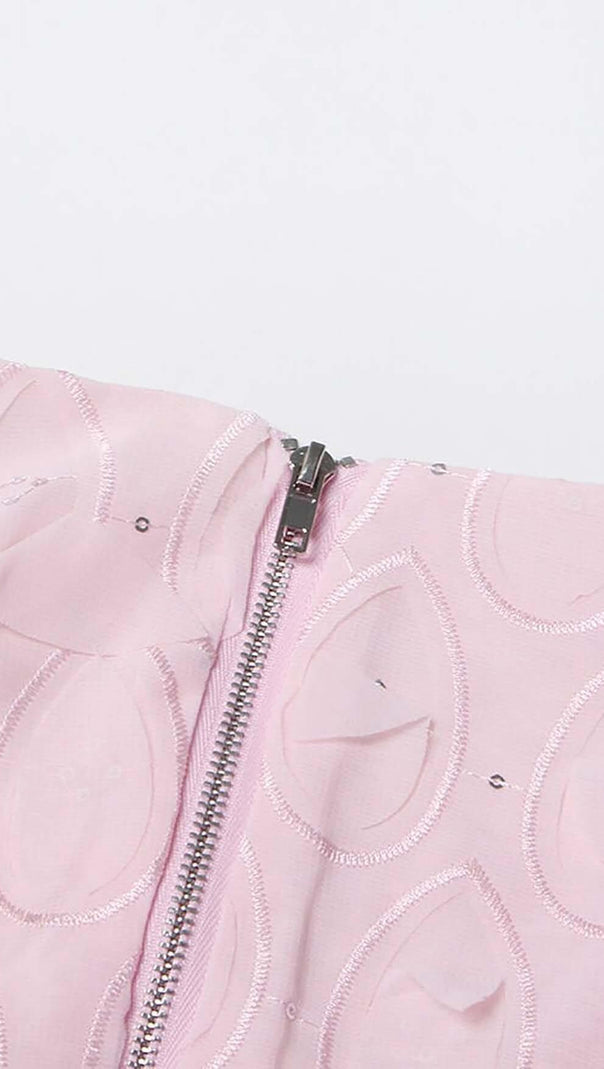 AIIZIE FRILL CUTOUT TRIM MINI DRESS IN PINK - product image