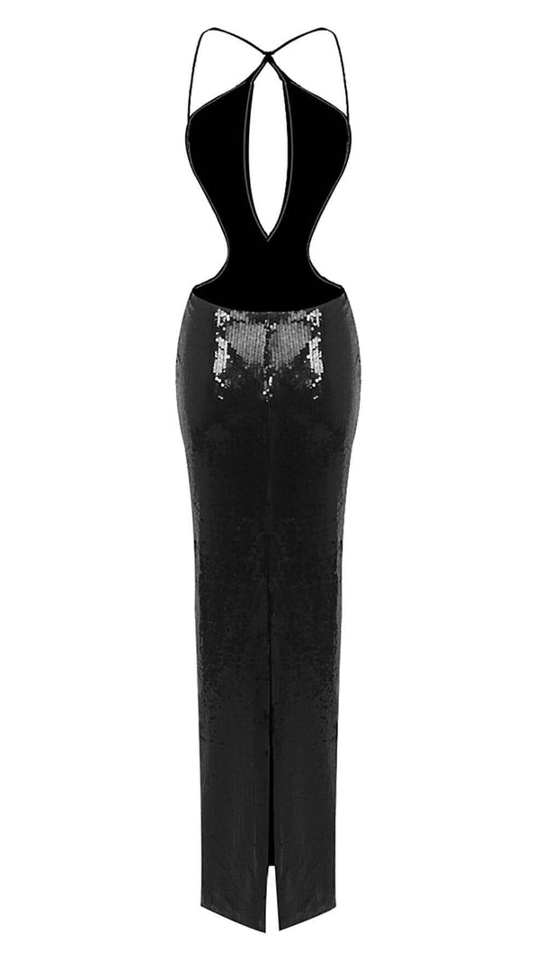 AIIZIE FRONT CUTOUT BACKLESS MAXI DRESS IN BLACK - product image