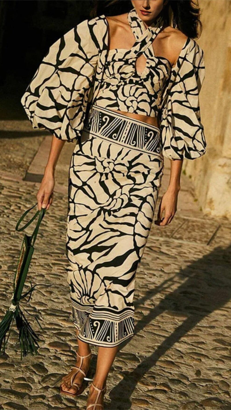 HALTER PRINTED SWIMSUIT