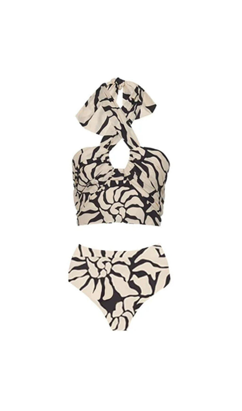 HALTER PRINTED SWIMSUIT