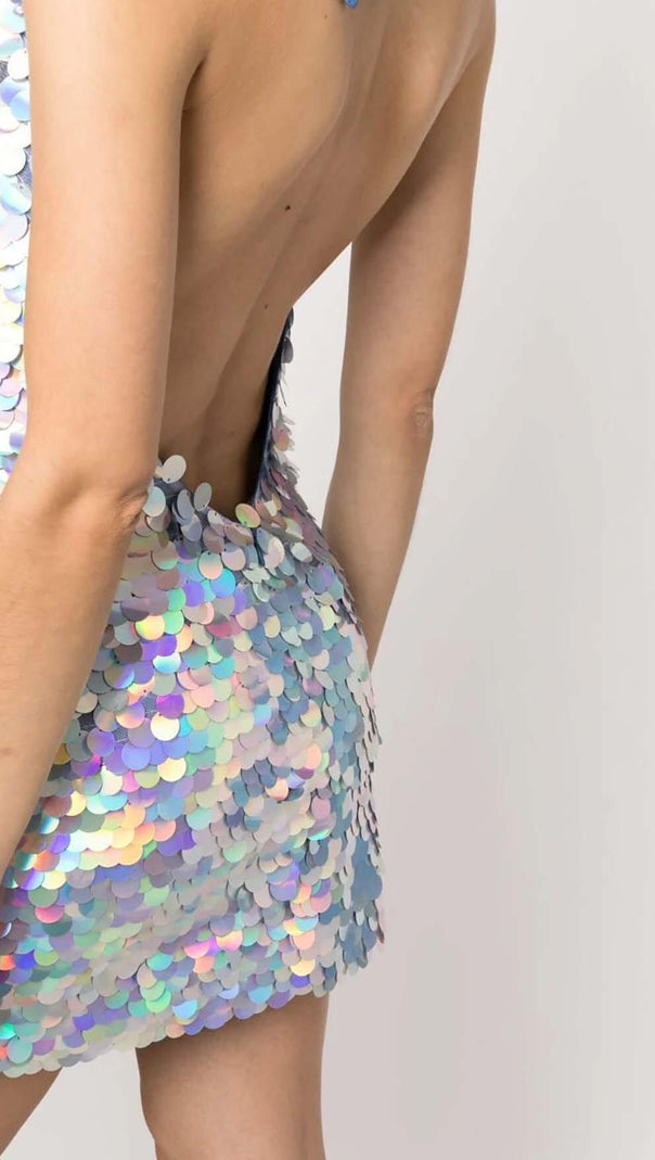 AIIZIE HALTER SEQUIN MINI DRESS IN MULTI-COLOR - product image