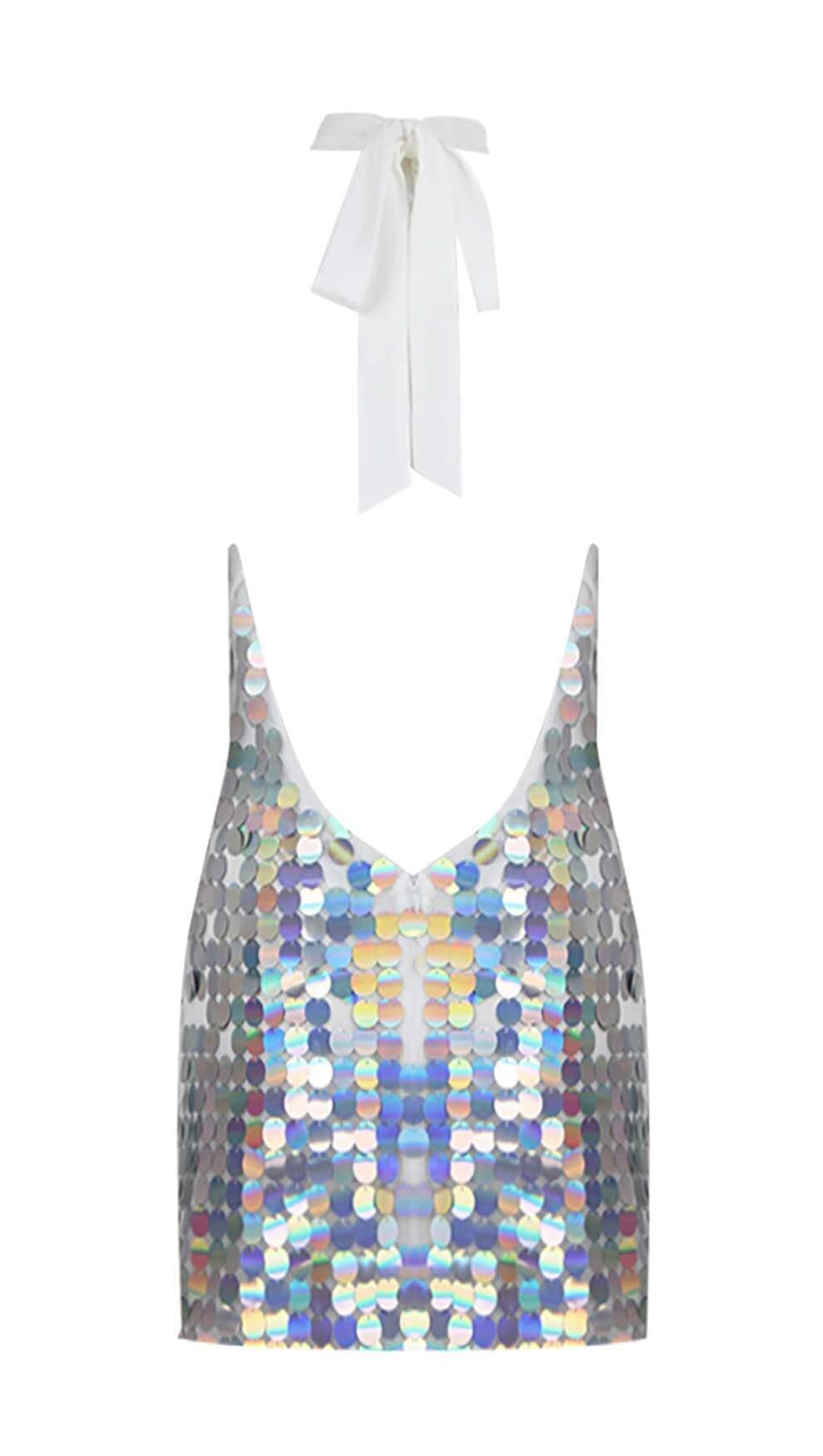 HALTER SEQUIN MINI DRESS IN MULTI-COLOR