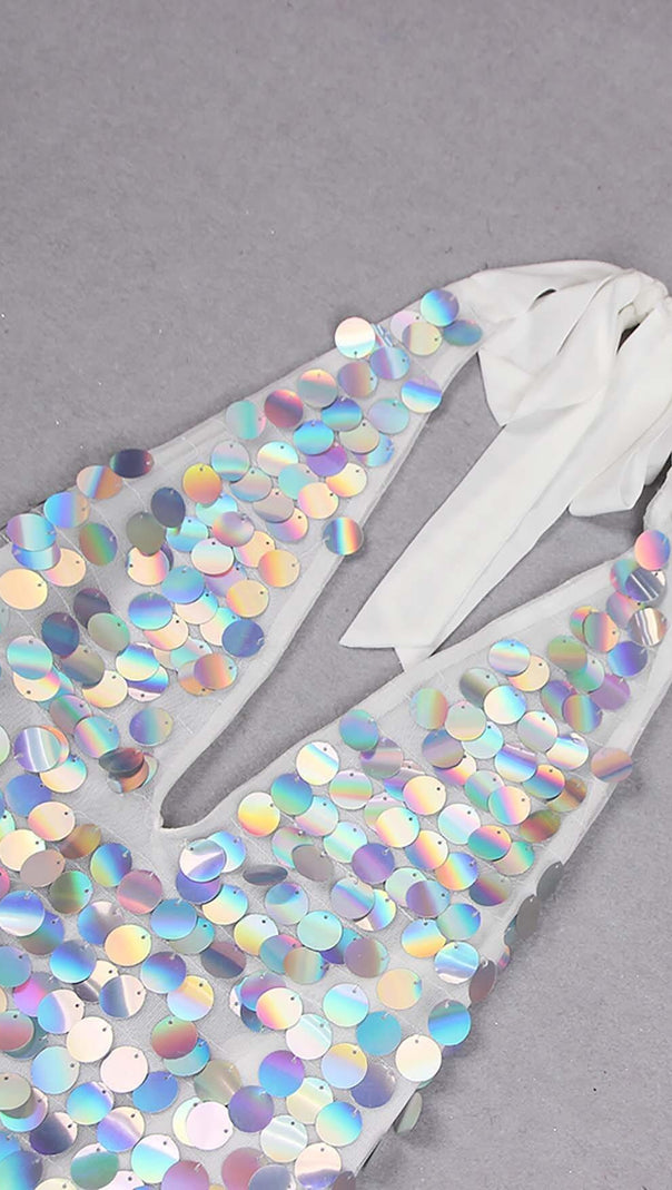 AIIZIE HALTER SEQUIN MINI DRESS IN MULTI-COLOR - product image
