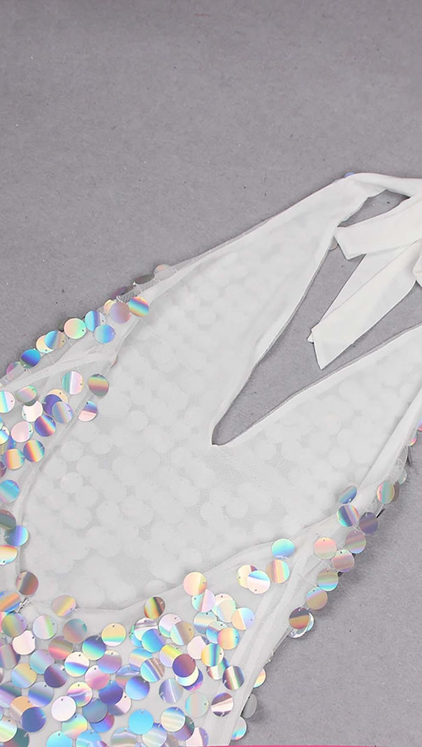 AIIZIE HALTER SEQUIN MINI DRESS IN MULTI-COLOR - product image