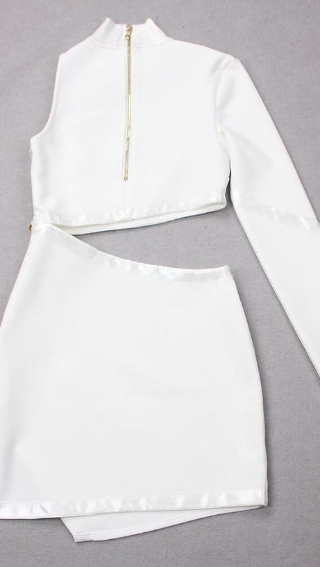CUT OUT THIGH SLIT MINI DRESS IN WHITE