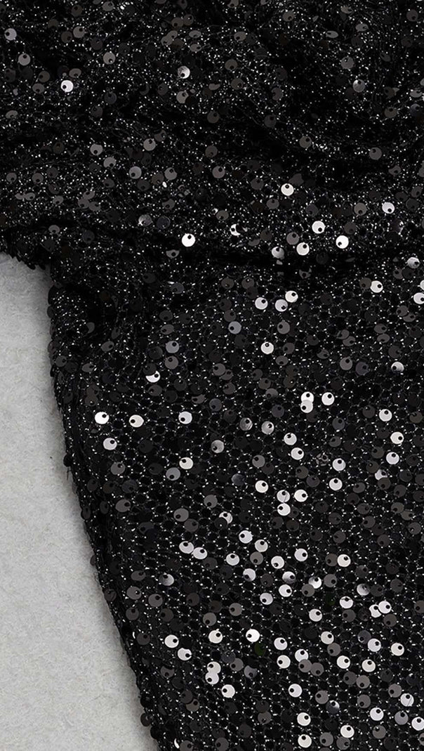 AIIZIE HALTER SLEEVELESS SEQUIN MAXI DRESS IN BLACK - product image