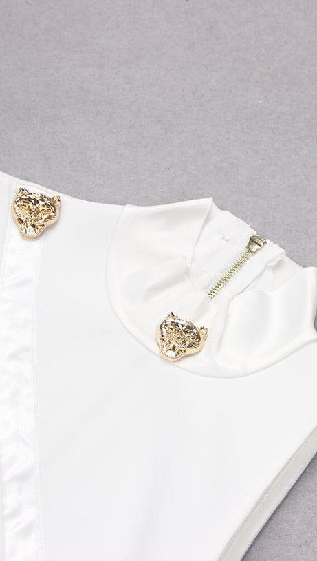 CUT OUT THIGH SLIT MINI DRESS IN WHITE