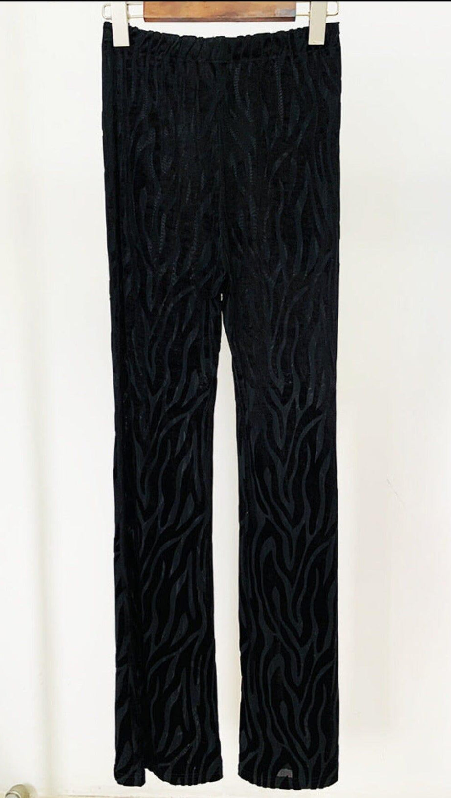 ZEBRA PRINT SHEER CARVED VELVET JUMPSUIT SET