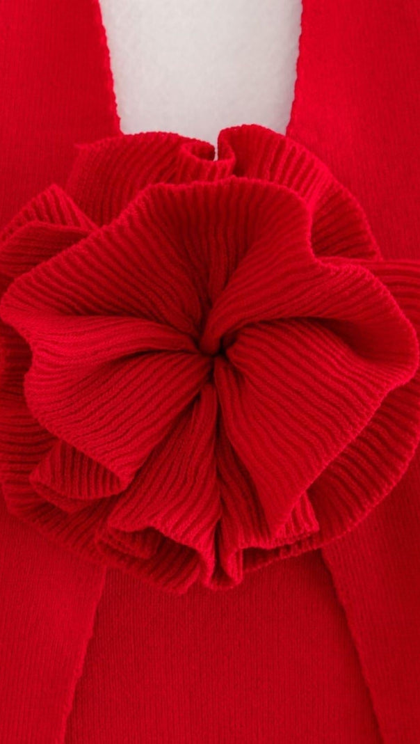 TOP A FIORI CON SCOLLO ALL'AMERICANO IN ROSSO