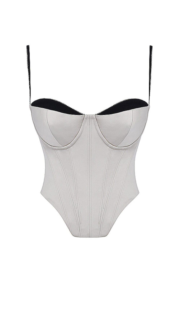 AIIZIE IVORY SATIN UNDERWIRED CORSET - product image