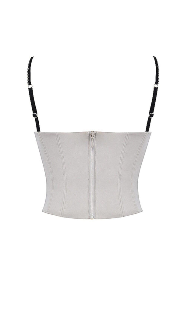 AIIZIE IVORY SATIN UNDERWIRED CORSET - product image