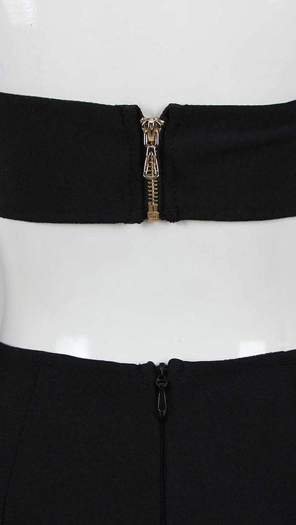 AIIZIE LEATHER BANDEAU CROSSOVER TULLE TWO PIECE IN BLACK - product image