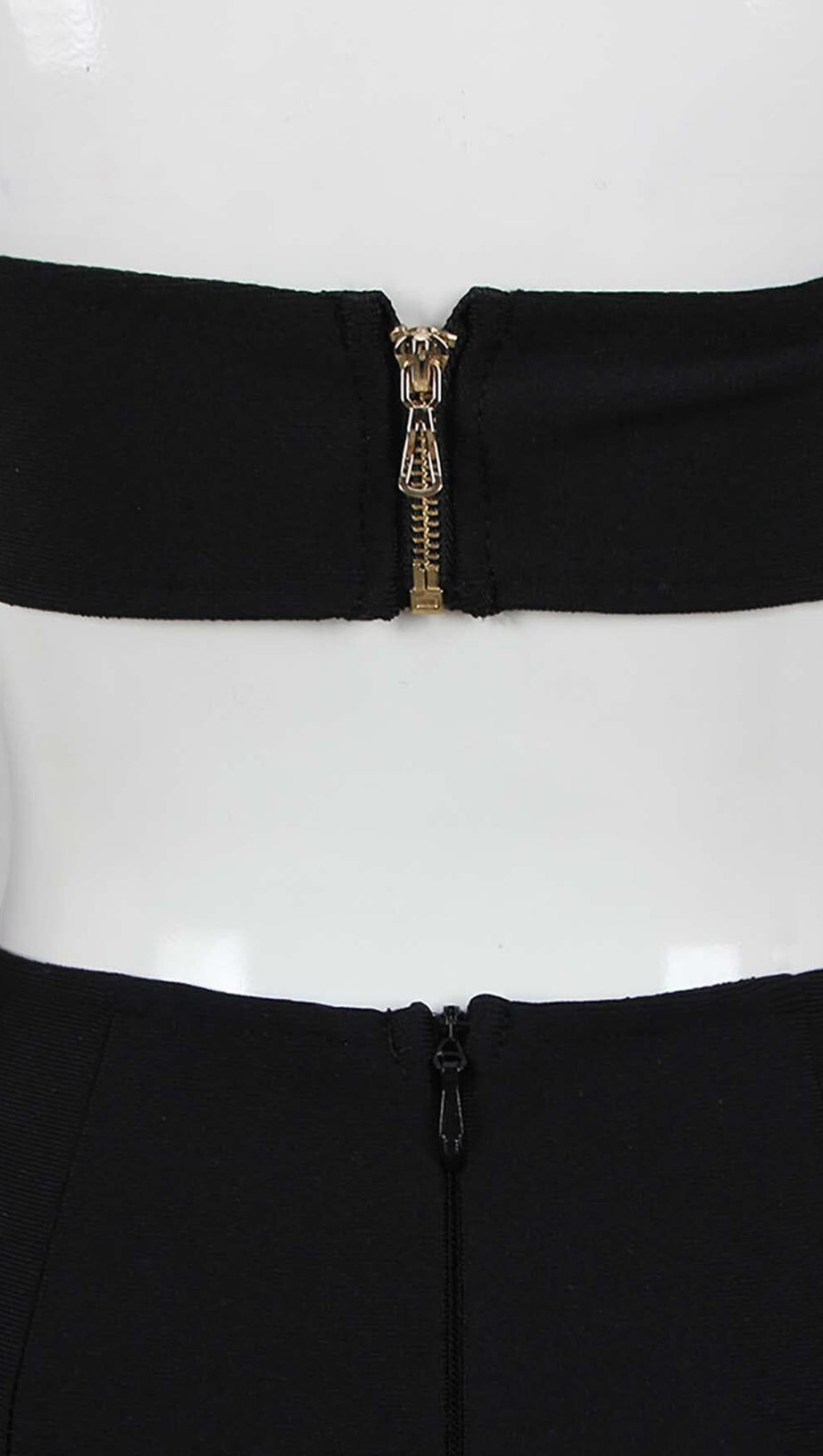 Leder-Bandeau-Crossover-Tüll-Zweiteiler in Schwarz