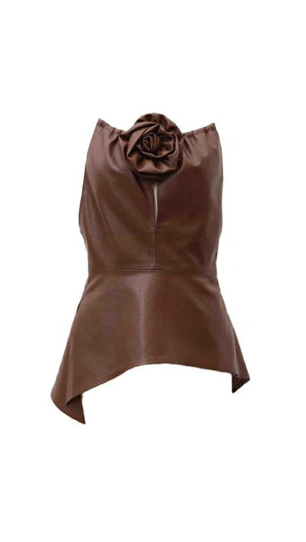 AIIZIE LEATHER FLOWER TOP - product image